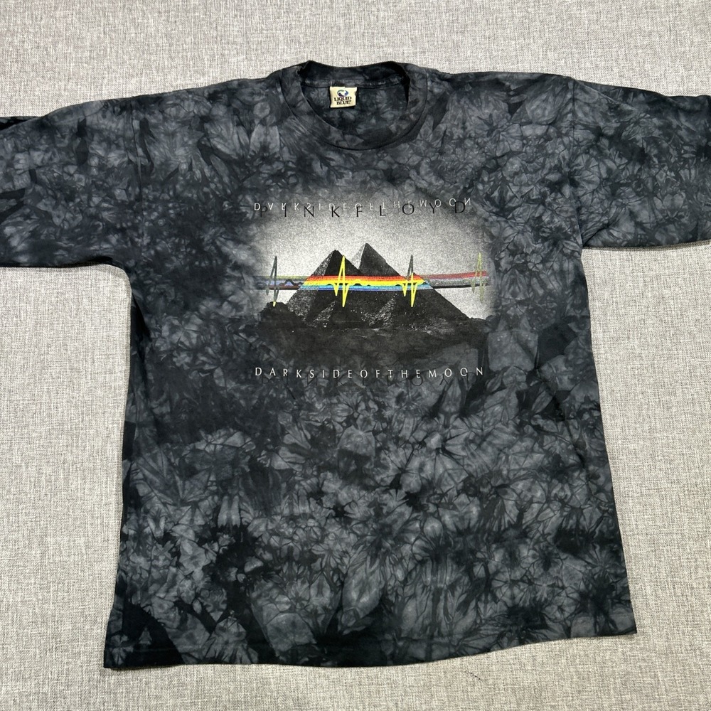 Vintage Pink Floyd Dark Side Of The Moon Shirt Liquid Blue Single Stitch Tie Dye